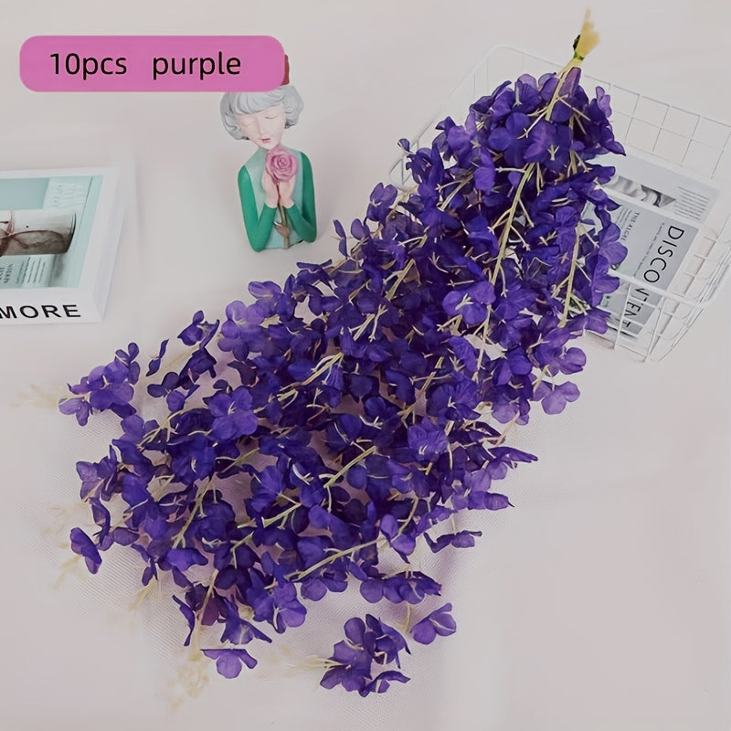 10pcs Simulation Purple Vine Flower for Outdoor Holiday Wedding Decoration