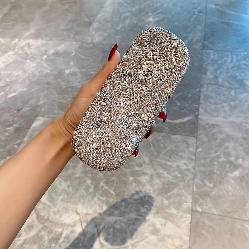 Elegant Eyeglass Case adorned with Rhinestones, Stylish Faux Leather, High-Quality Holder for Women's Glasses, Sturdy and Sophisticated for Prescription Eyewear