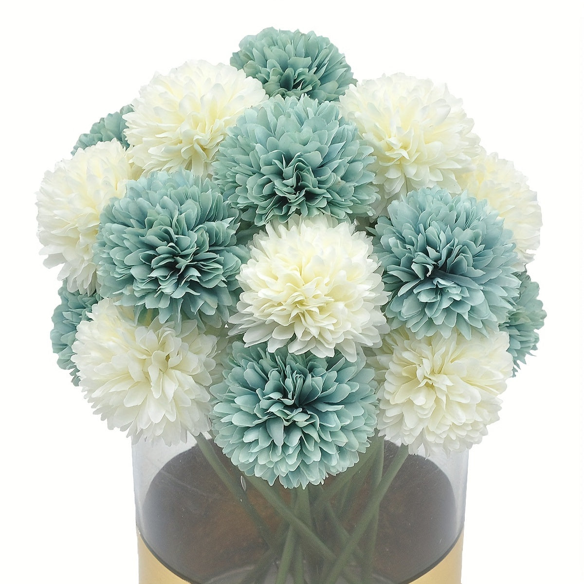 10 artificial chrysanthemum ball flowers for wedding bouquets, home decor, or party table centerpieces.