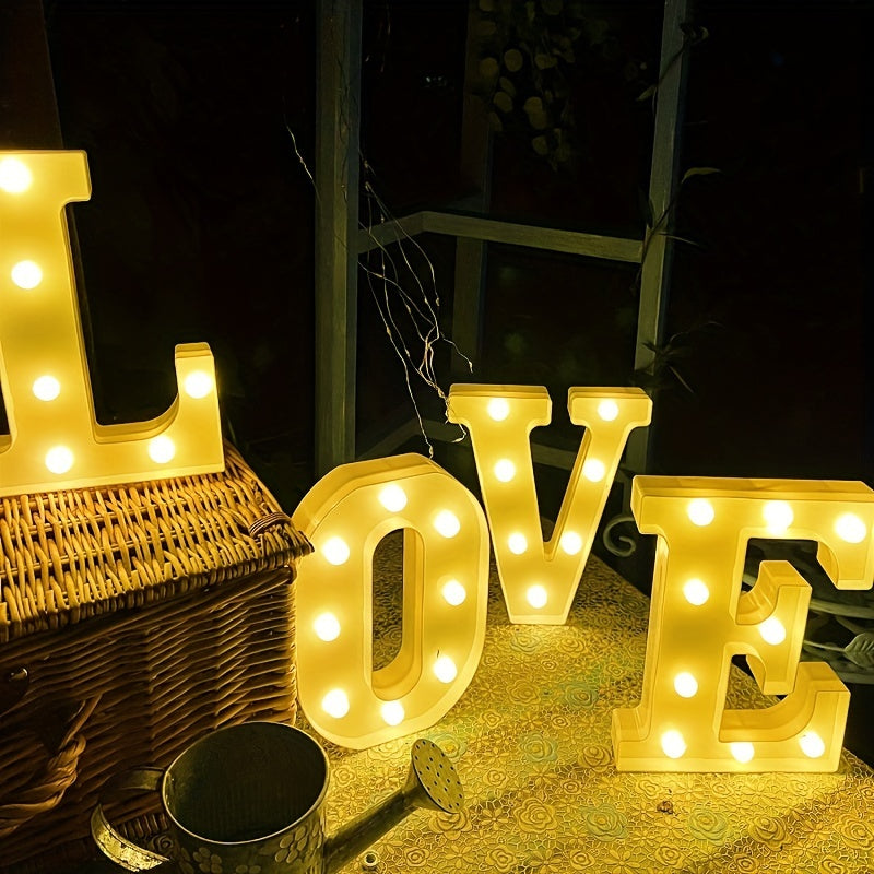 Luxury LED alphabet letter lights for home decoration. Perfect for weddings, birthdays, and Christmas parties.