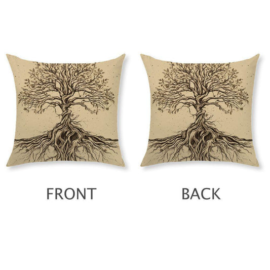 Set of 2 Pillow Covers with Tree of Life Design, Made of 100% Polyester Fabric, Square Cushion Cases for Home, Car, Bed, and Sofa Decoration