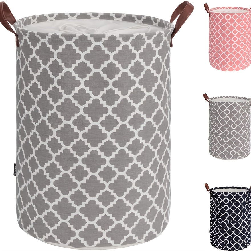 Retro-style fabric laundry hamper with lid, waterproof and multifunctional. Perfect for clothes and sundries organization in your home.