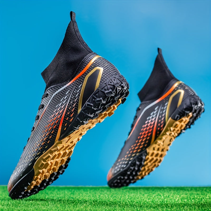 Professional high-top soccer cleats for training and competition, made from breathable PU material suitable for all seasons.