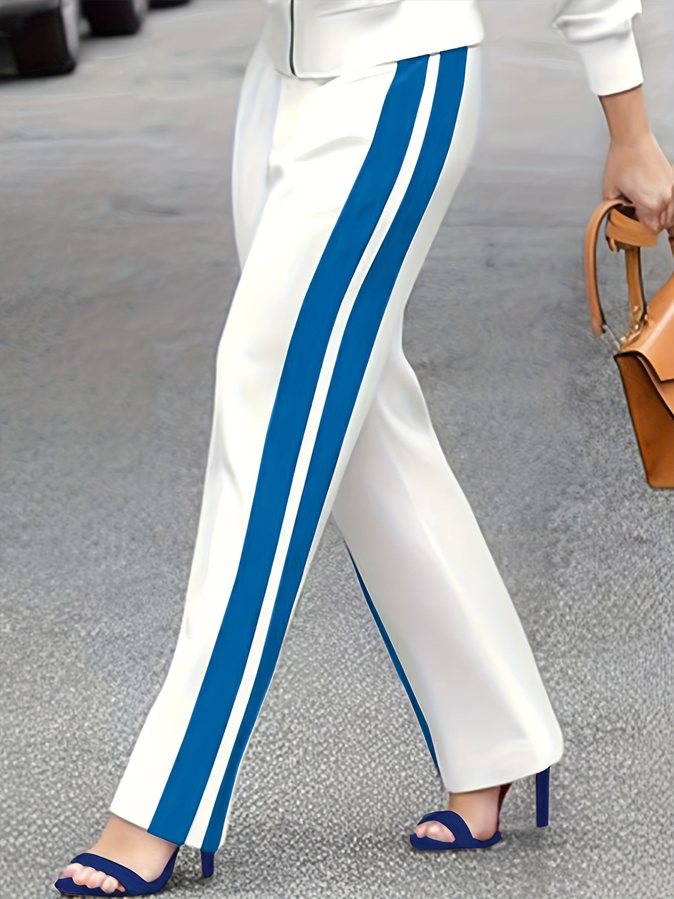 Urban Color Block Fashion Pants, Regular Fit