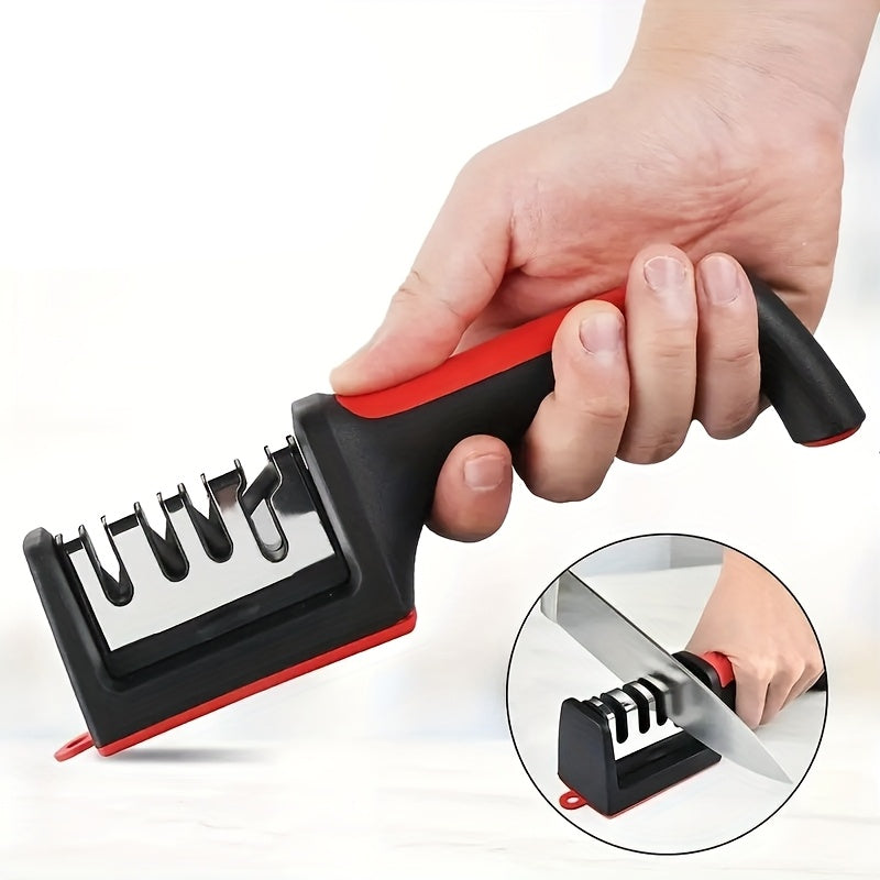 Introducing the Quick Recovery Blade Professional Knife Sharpener - a versatile home sharpening tool designed with safety in mind. This 4-level sharpener features diamond and ceramic rods, providing a four-stage sharpening process. A must-have tool for