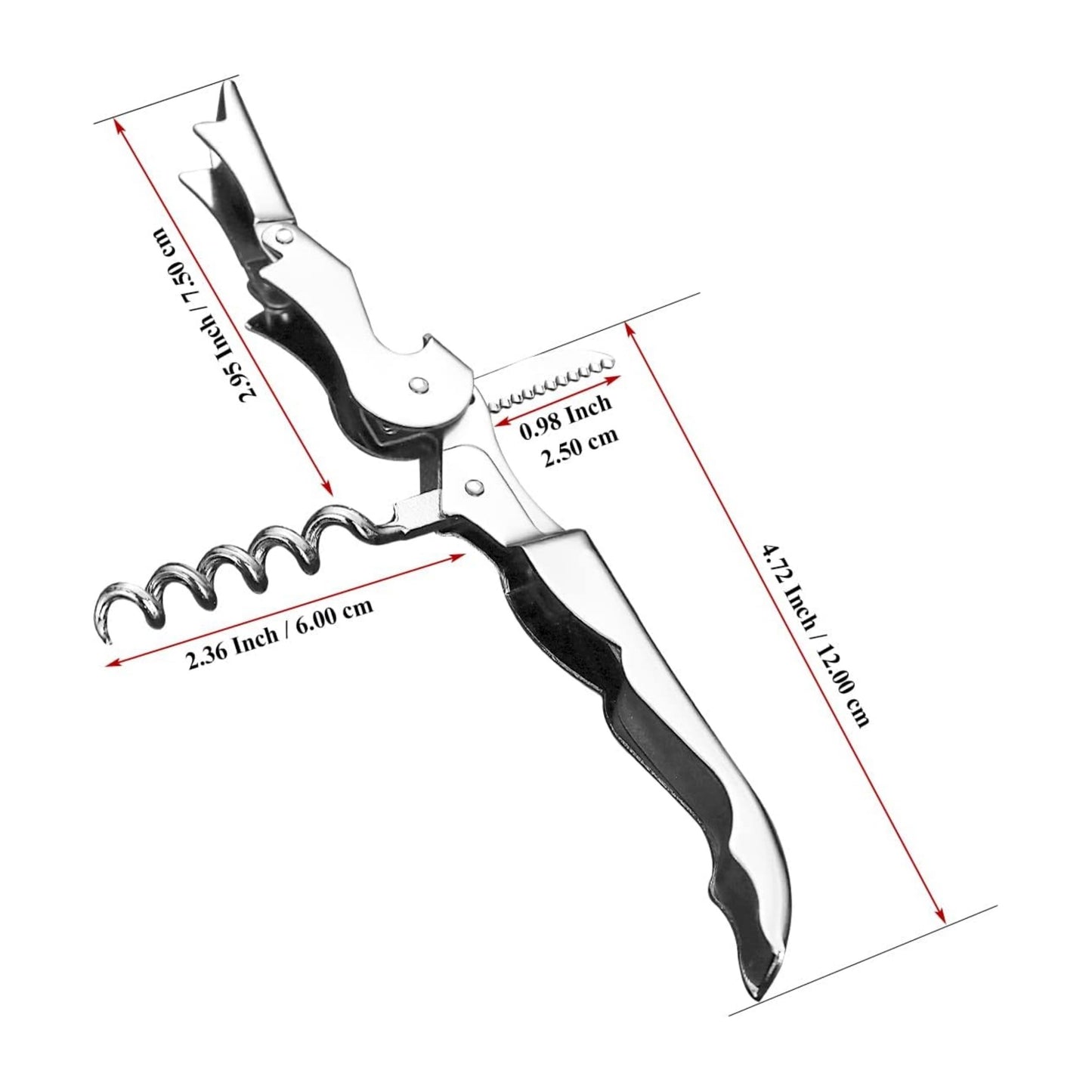 Stainless Steel Corkscrew with Foil Cutter - Classic Wine Opener with Double Hinges for Bars, Restaurants, and Home Use. Available in Silver, Golden, Rose Golden.
