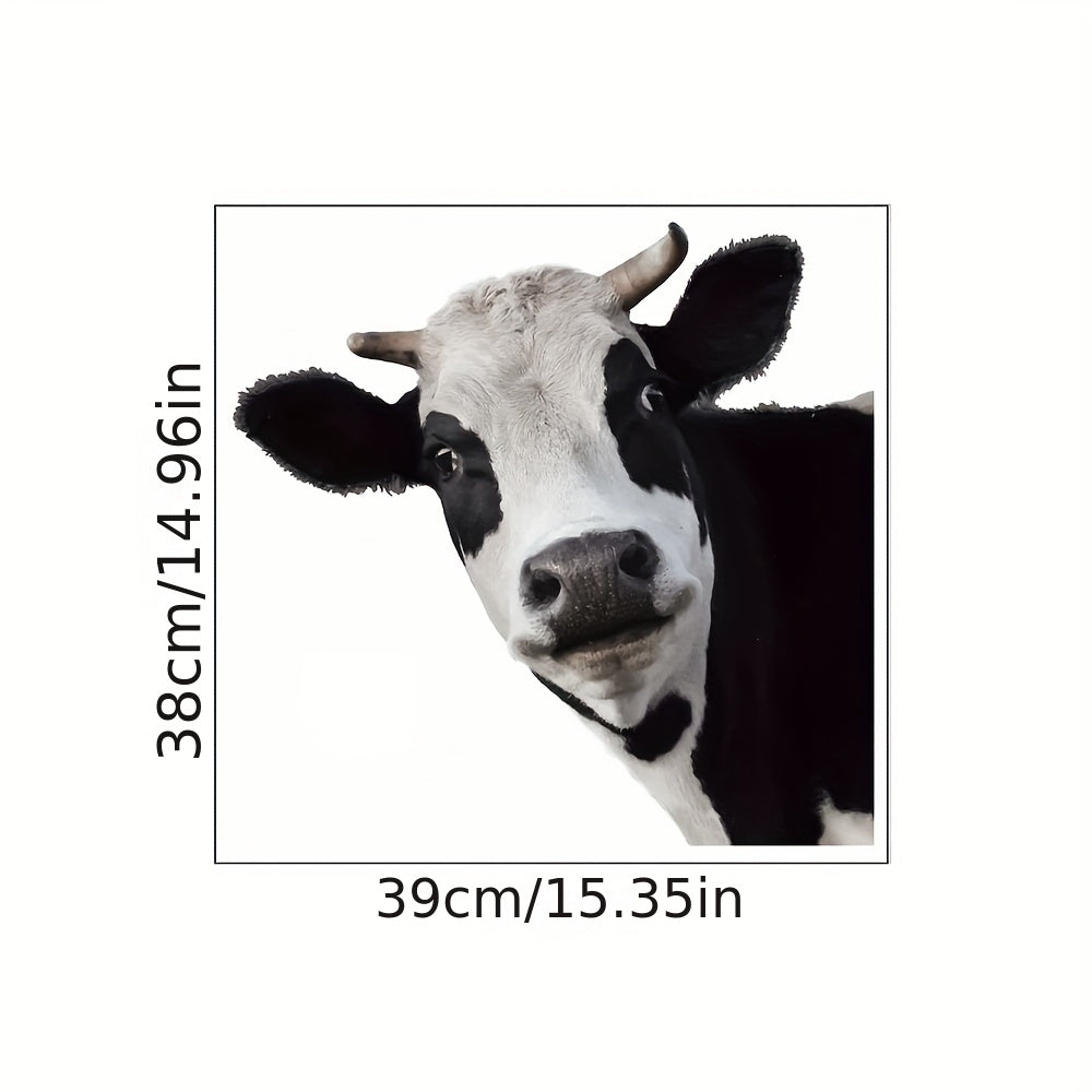 One piece of Animal Theme Cow Pattern Window Sticker, made from removable waterproof vinyl. Perfect for decorating walls, doors, and windows in living rooms, kitchens, and stores. Dimensions: 38.0 x 38.99cm. Ideal for home decoration.