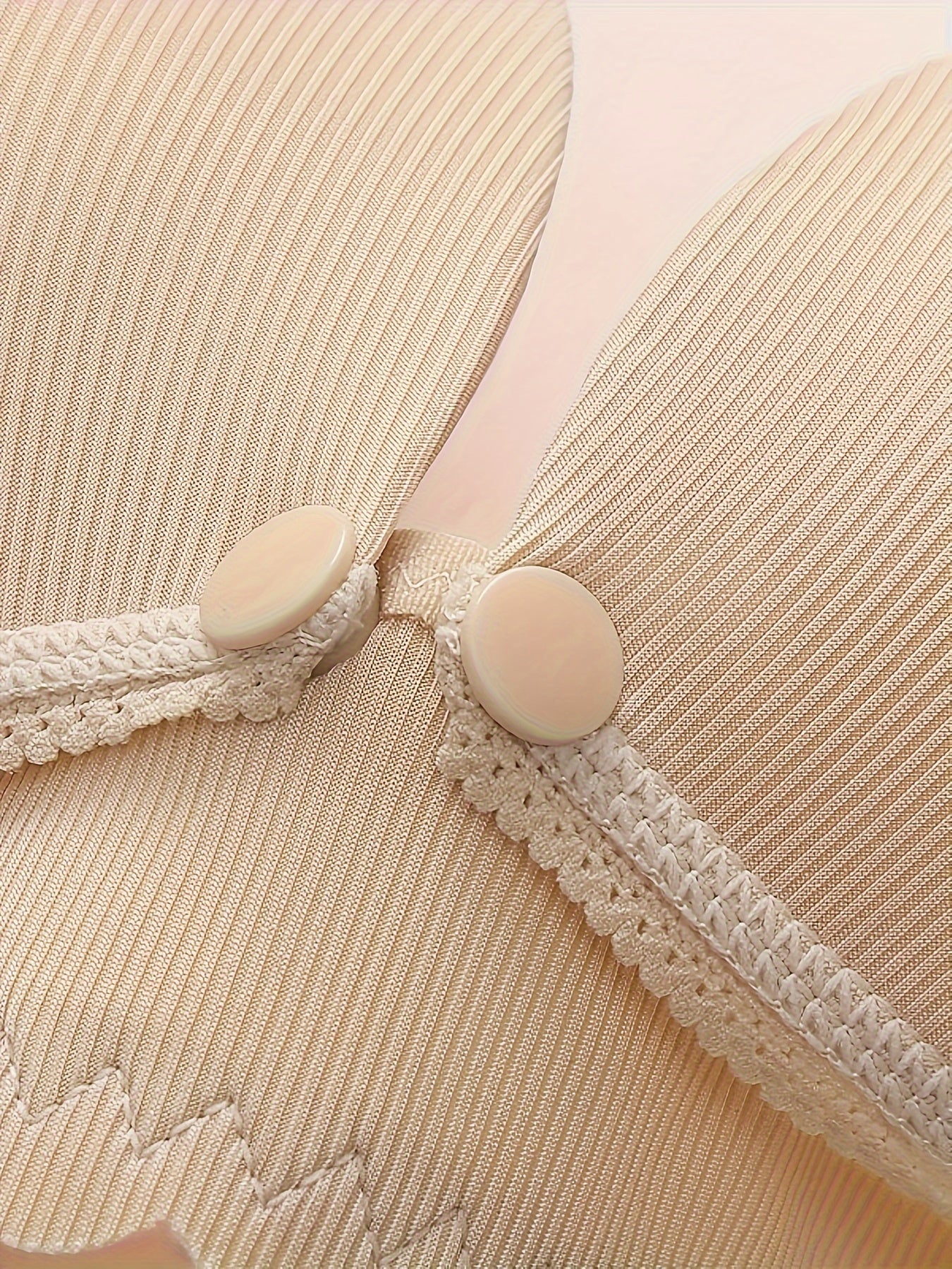 2pcs Women’s Maternity Breast Feeding Bras with Stretchy, Front Closure, Ruffle Detail, Light Pink & Beige, Comfortable Fit for Casual Wear, Supportive Undergarments with Smooth Fabric