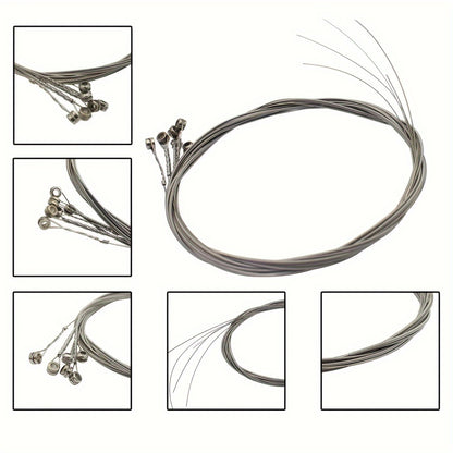 6-piece set of electric guitar strings made of nickel-plated high carbon steel. Suitable for beginners, replacement, and practice. Compatible with various electric guitar music styles.