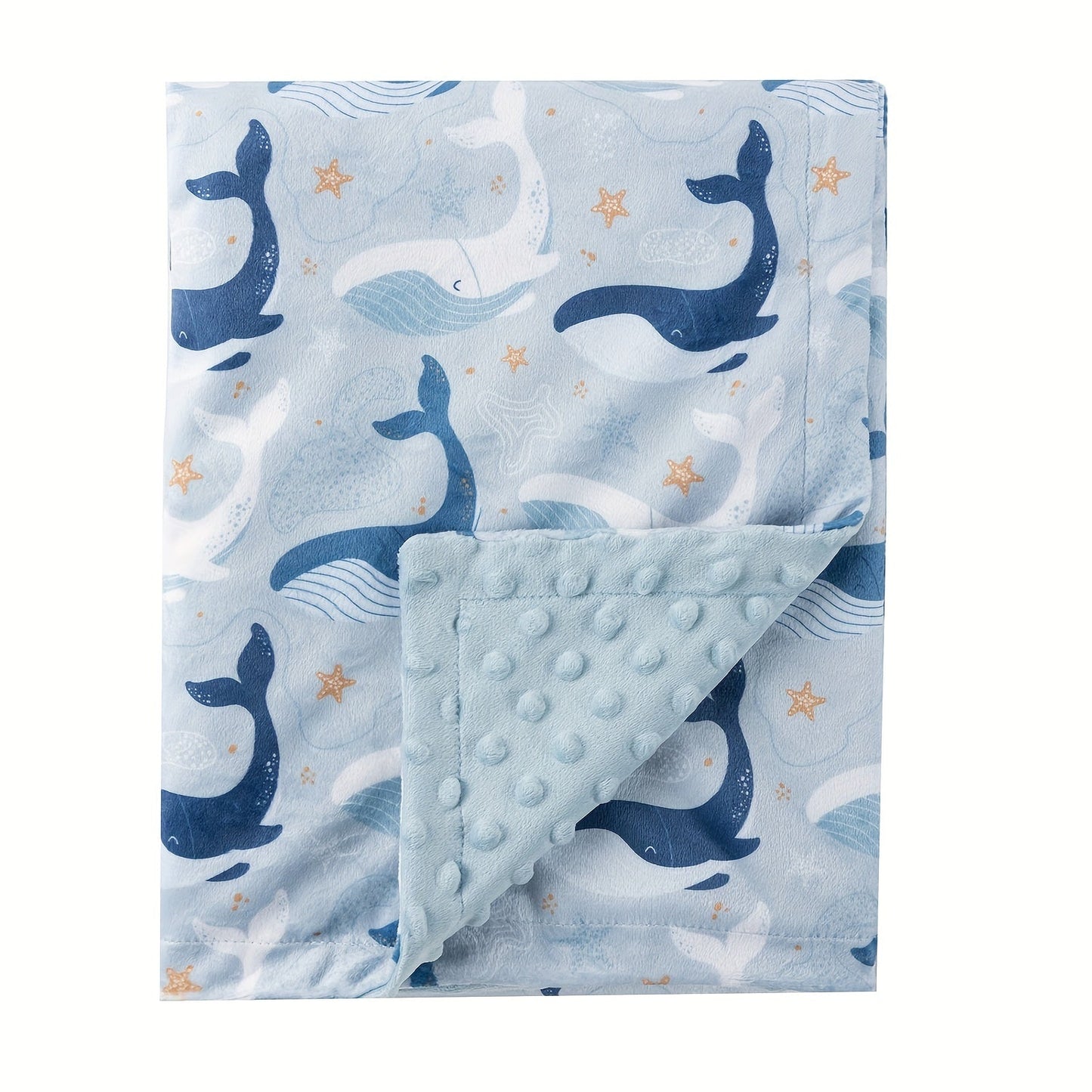 Minky Baby Blanket with Cute Print, Double-layered Micro Fleece and Silky Soft Dotted Backing, 101.6x76.2 cm