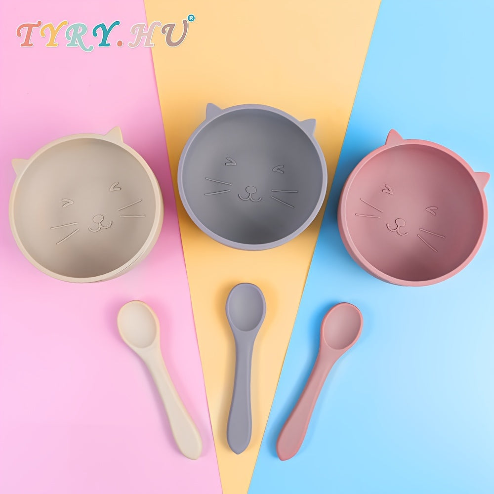 TYRY.HU Custom Feeding Bowl With Suction Cup, Silicone Bowl and Spoon Set, Perfect Christmas Gift