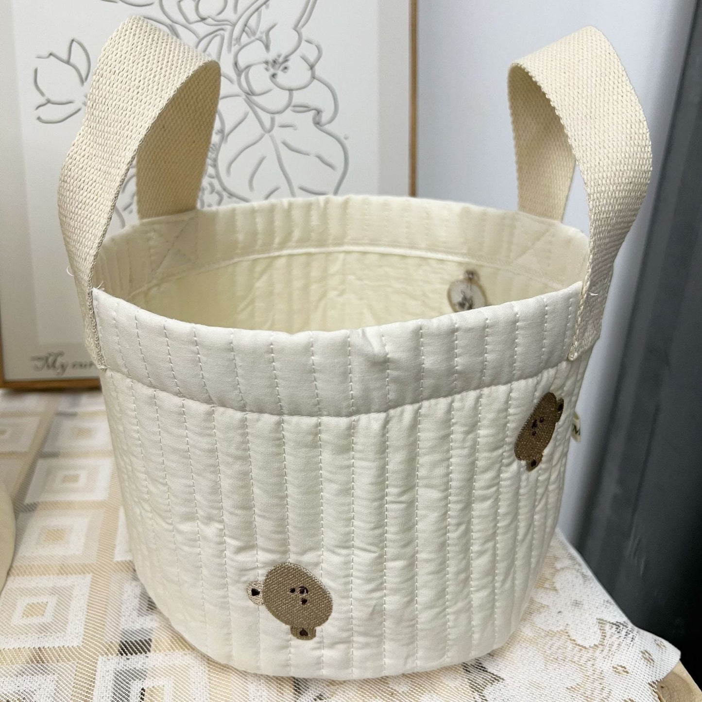 Get your room in order with this charming Quilted Fabric Storage Bucket!