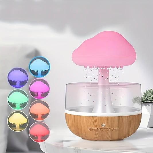 Colorful Mushroom Night Light with Rain Humidifier, Aromatherapy Benefits - Battery Operated Atmosphere Lamp