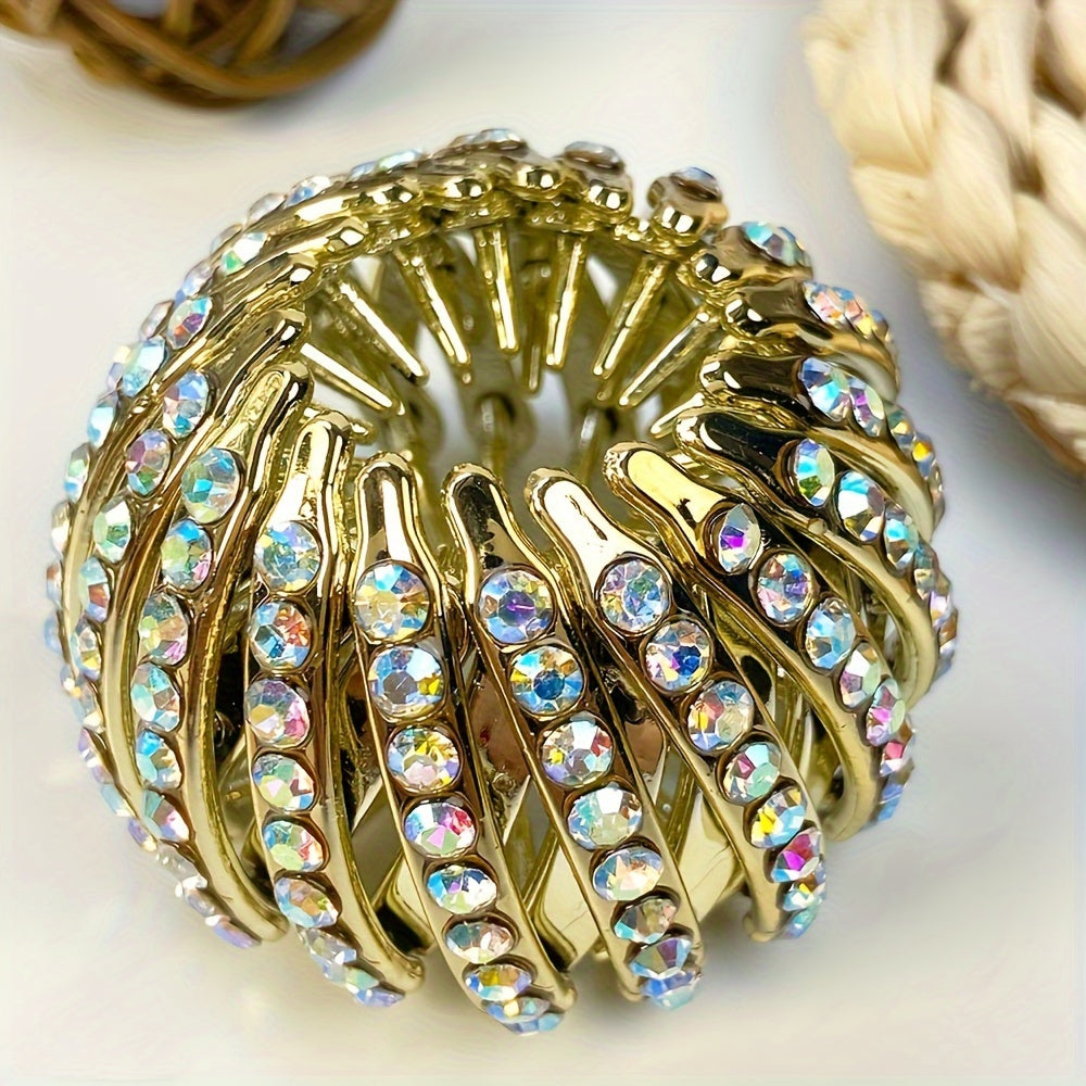 Stylish Bird Nest Hair Clip - Shiny Rhinestone Ponytail Holder with Secure Grip, Long-lasting Hold for Women and Girls - Trendy Hair Accessory