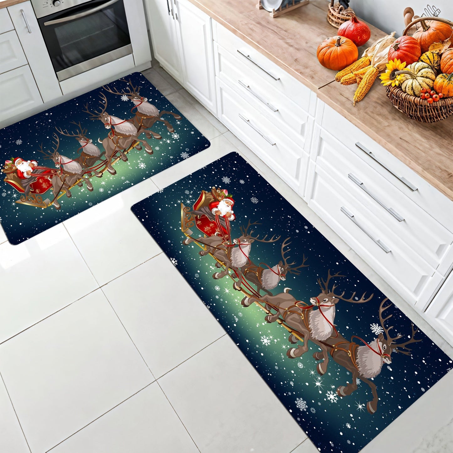 Get into the holiday spirit with our Merry Christmas American Pattern Area Rug! This versatile rug can be used as a home indoor carpet, bathroom non-slip mat, doorway entrance pad, or kitchen stain-resistant absorbent carpet. The festive holiday design