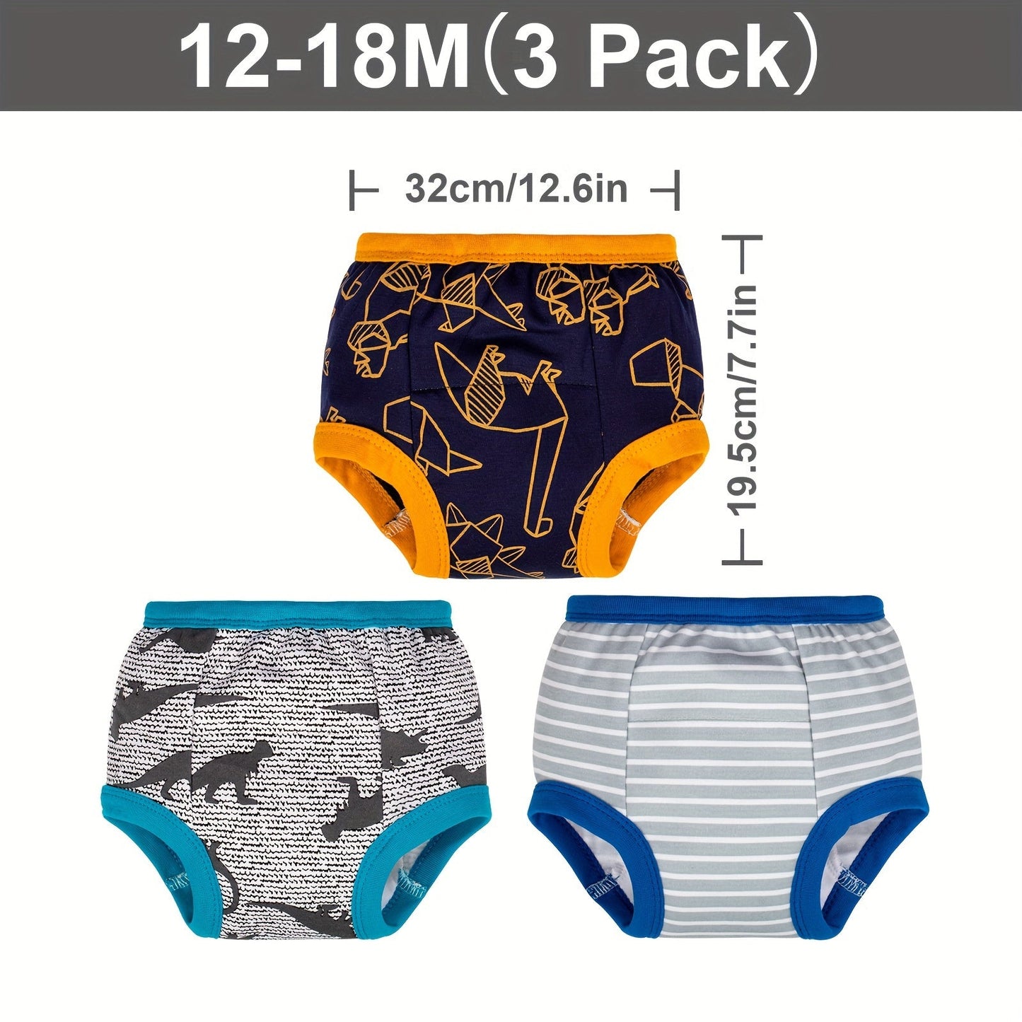 Set of 3 Cartoon Animal Diapers: Soft Training Pants with 6-Layer Washable Cloth Diaper, Perfect for Toilet Training. Made with Breathable Cotton Material, Ideal Gift for Christmas, Halloween, Thanksgiving, New Year's, and Valentine's Day.