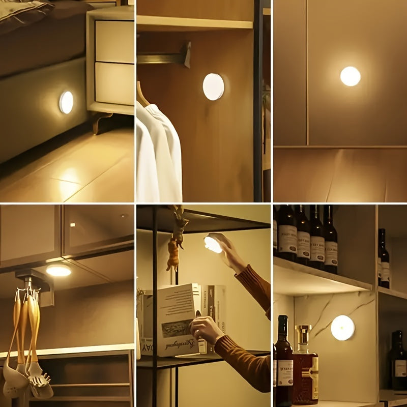 2 Smart Motion Sensor LED Night Lights - USB Rechargeable, Great for Bedroom, Stairs, and Dorm Bookshelf