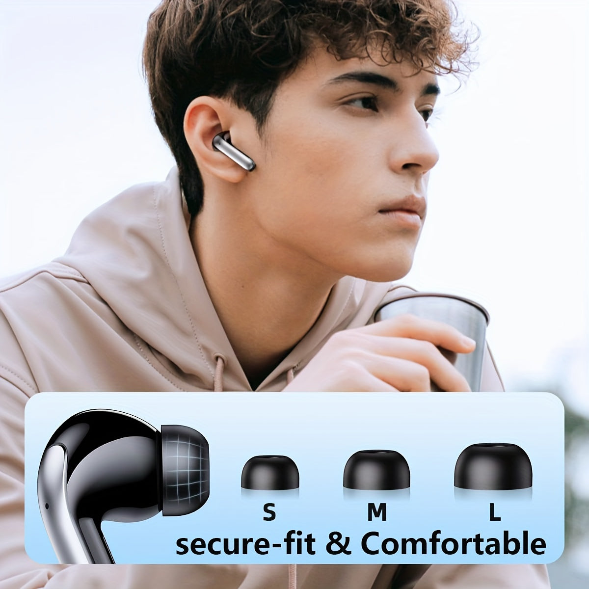 LAIMICAERIN Wireless Earbuds with 13MM speakers, long playtime, touch control, noise-cancelling voice call, and digital battery display. Compatible with iPhone & Android for gaming