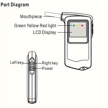 1 Set High Precision Digital Breath Alcohol Tester with 10 Free Blowing Nozzles