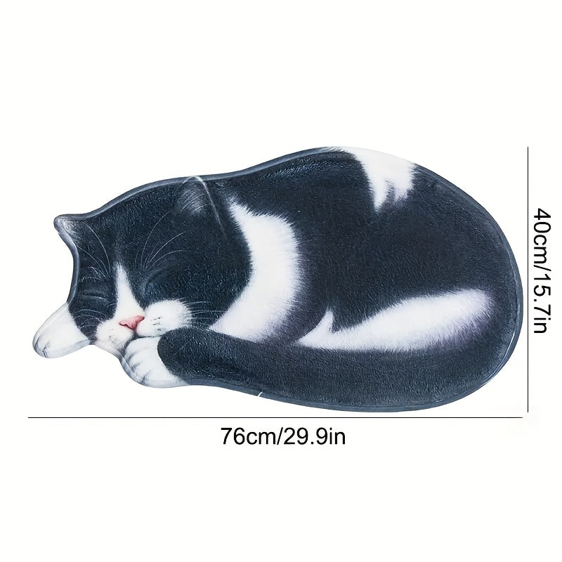 Cute Cat Design Fast-Drying Kitchen Mat - Slip-Resistant, Super Soft Rug for Bathroom, Bedroom, Living Room | Easy-Clean Home Decoration, Safe for Machine Washing