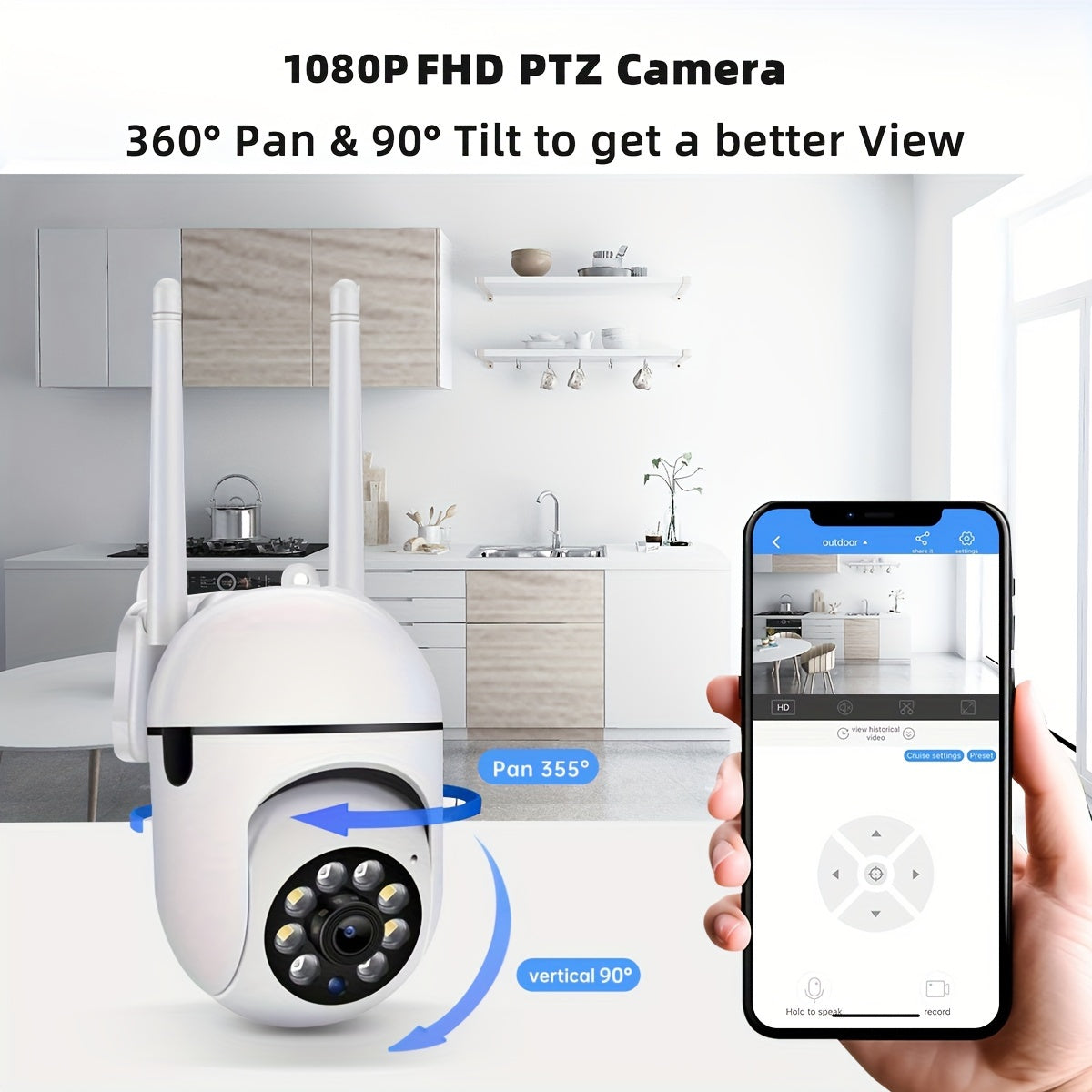 JOOAN Wireless Security Camera with Color Night Vision, 2-Way Audio, Motion Alerts, PTZ Technology, App Control, and Motion Tracking for Babies, Elderly & Pets.