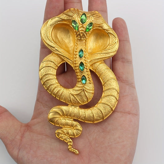 Elegant Vintage Egyptian Cobra Brooch: Exquisite Water Drill Accents Perfect for Women's Attire