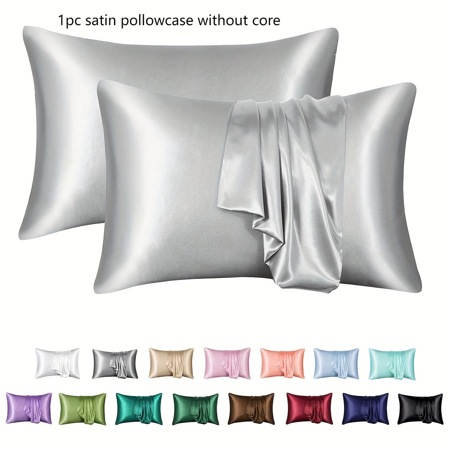 Purchase the luxurious Cool Soft Deluxe Satin pillowcases in black, measuring 50.8x76.2 cm. These pillowcases are designed specifically for hair and skin care. The set includes one Queen Size satin pillowcase with envelope closure, perfect for keeping