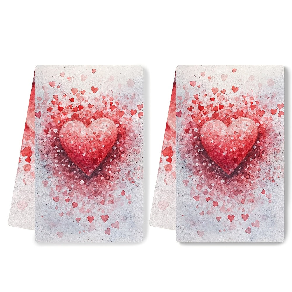 Set of 2 Kitchen Towels with Sea Salt Pattern for Valentine's Day, Ultra Soft and Highly Absorbent Dish Hand Towels. Perfect for Holiday Decor. Machine Washable. Size: 16x24 Inch. Item Number: 2KYSYS1217675