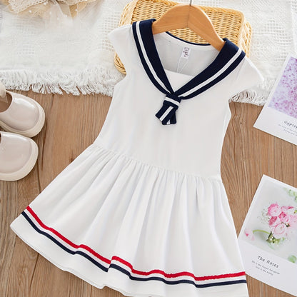 Summer dress for girls with new trendy style in navy color