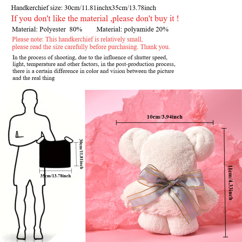 Modern cute bear hand towel with golden ribbon, soft and absorbent polyester blend, 310gsm, perfect gift for festivals.