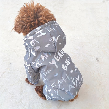 Night Reflective Grey Pet Clothes for Cats and Dogs, Suitable for Autumn and Winter.