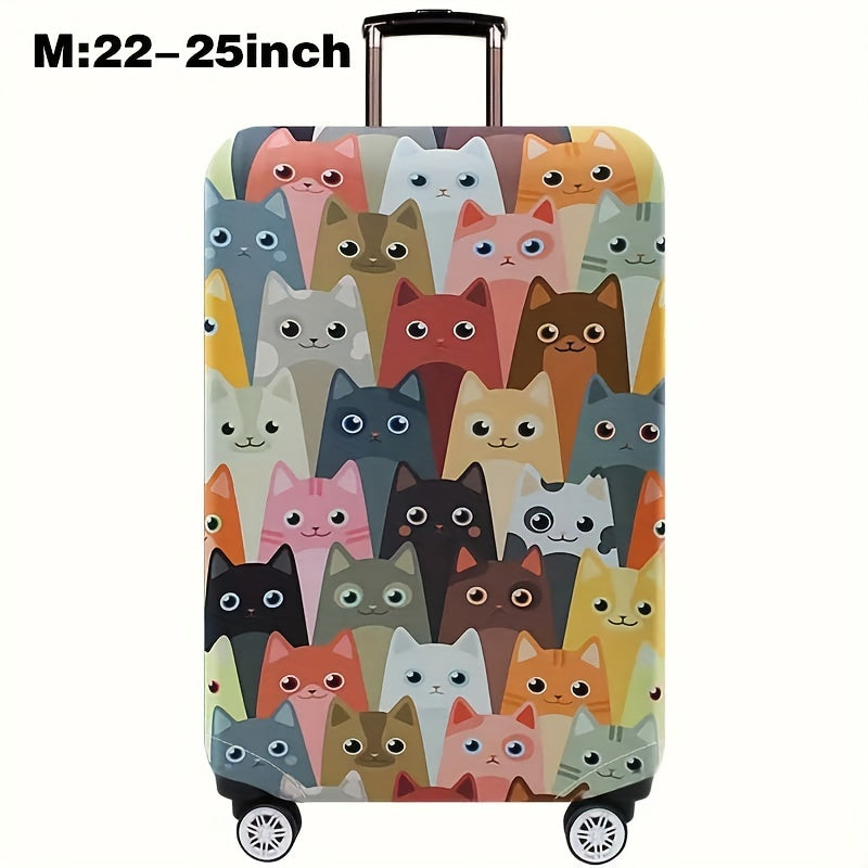 Cartoon patterned elastic luggage cover for travel suitcase or trolley duffle case.