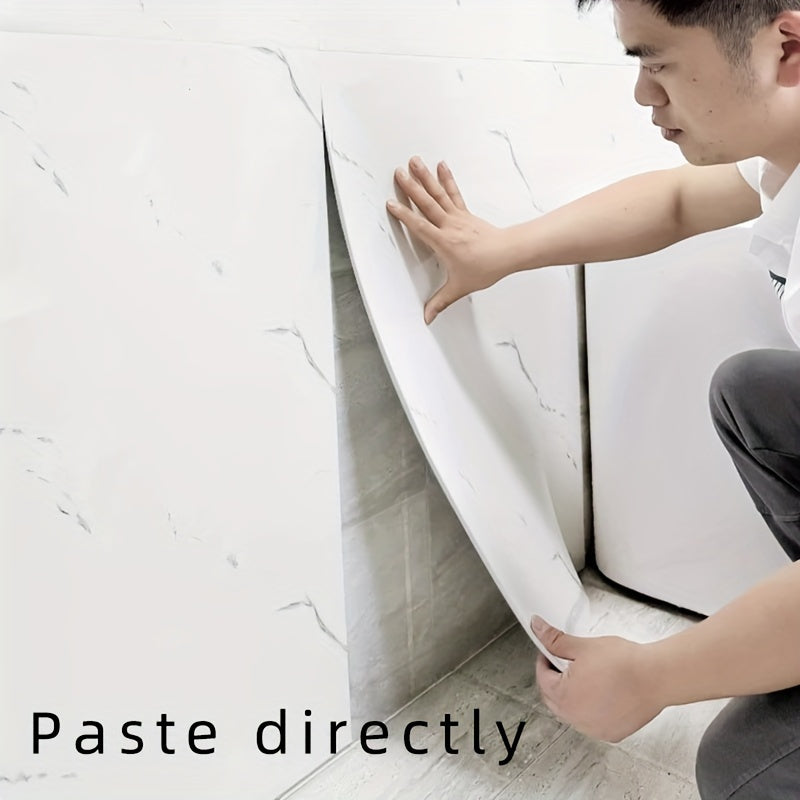 Modern marble pattern wall stickers with glossy finish, washable, crystal embellishments, plastic surface, for kitchen and bathroom decor.