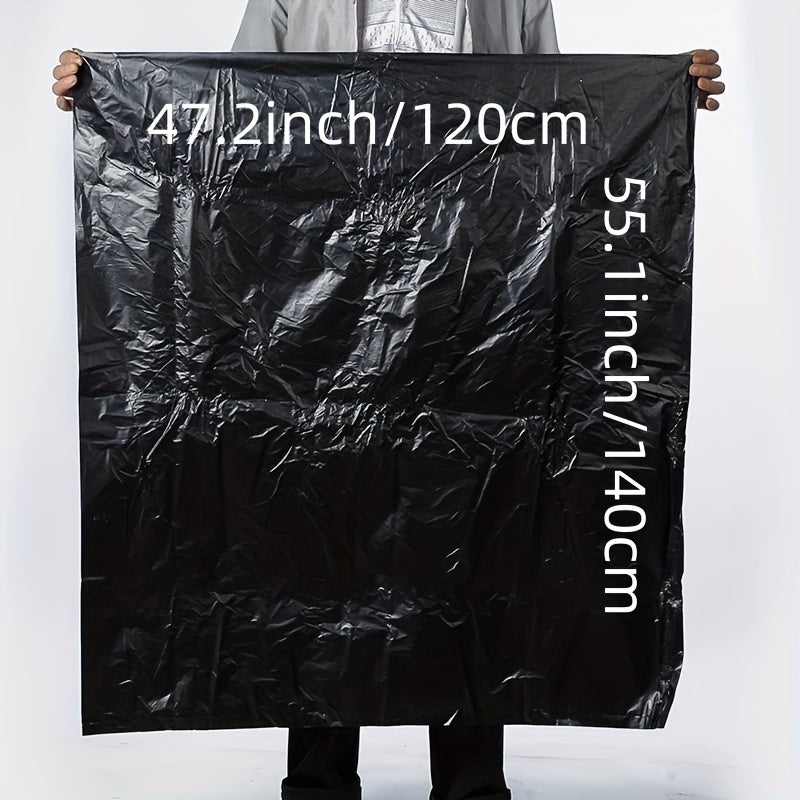 50 pack of thick polyethylene trash bags designed for patio and yard waste. These disposable bags are durable and suitable for outdoor, industrial, and commercial use. They fit bins ranging from 49.21 to 280.12 liters.