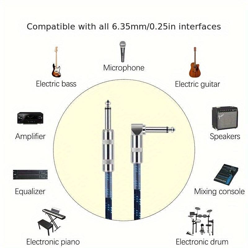 Gitar kabeli 10ft, 20ft va 32ft uzunliklarda, 1/4 to'g'ri-to'g'ri yoki o'ng burchakli ulanishlar bilan mavjud. Eid Al-Adha Mubarak!