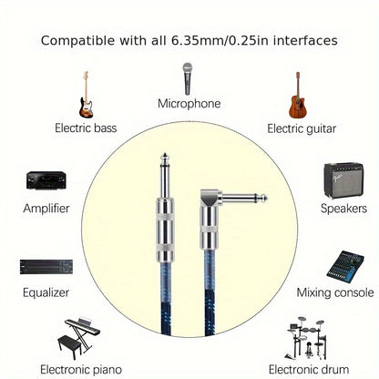 Guitar cables available in 10ft, 20ft, and 32ft lengths with 1/4 straight to straight or right angle connectors. Eid Al-Adha Mubarak!