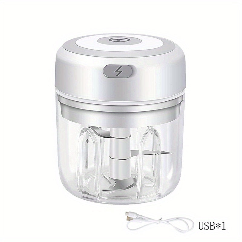 Upgrade your kitchen with this powerful Electric Food Chopper! This Wireless Portable Electric Chopper includes a Mini Electric Garlic Crusher, perfect for all your chopping needs. Also included is a USB Meat Grinder and Masher in 100/250ml sizes.