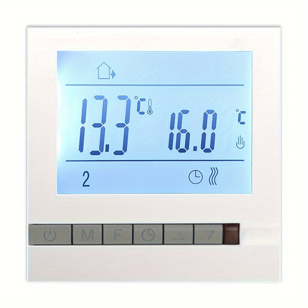 1-piece hand-controlled gas boiler thermostat with AA battery lock and smart temperature controller.