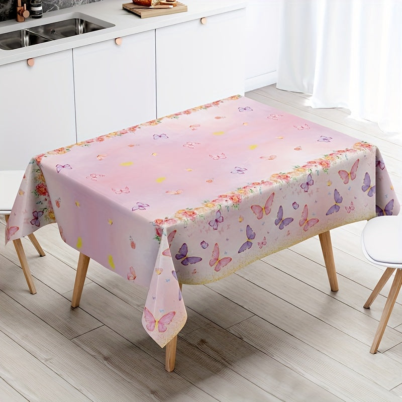 Lovely Pink Butterfly Disposable Tablecloth - Ideal for Weddings, Baby Showers, Gender Reveals & Birthday Parties