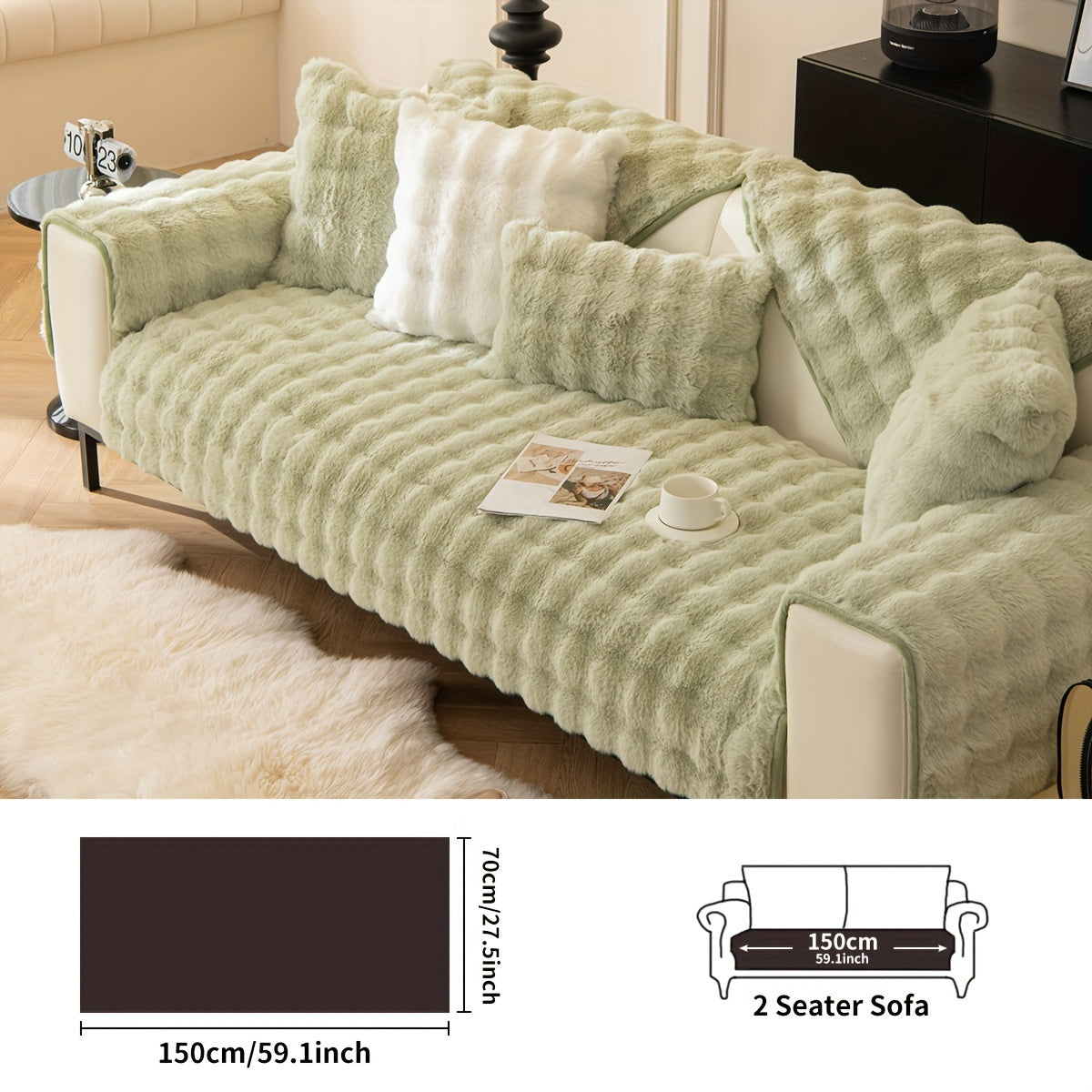 1pc Thick Plush Sofa Cover - Imitation Rabbit Material, Perfect for Winter, Protects Furniture in Bedroom, Office, Living Room.