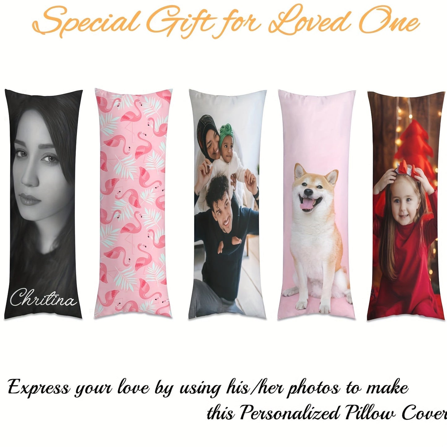 Personalized Photo Body Pillowcase, Custom Plush Cover, Ideal Gift for Loved Ones, Features Double-Sided Print, Made with Luxurious Short Plush Material, Designed to Fit 20x54 inch Insert, Recommended for Ages 14 and Up.