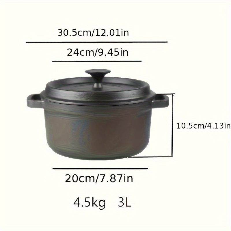 Pre-Seasoned Cast Iron Dutch Oven with Lid - Versatile 2-in-1 Skillet and Stock Pot, Non-Stick, Oven-Safe Cookware for Stewing, Braising, and Frying, Works with Induction Cooktops