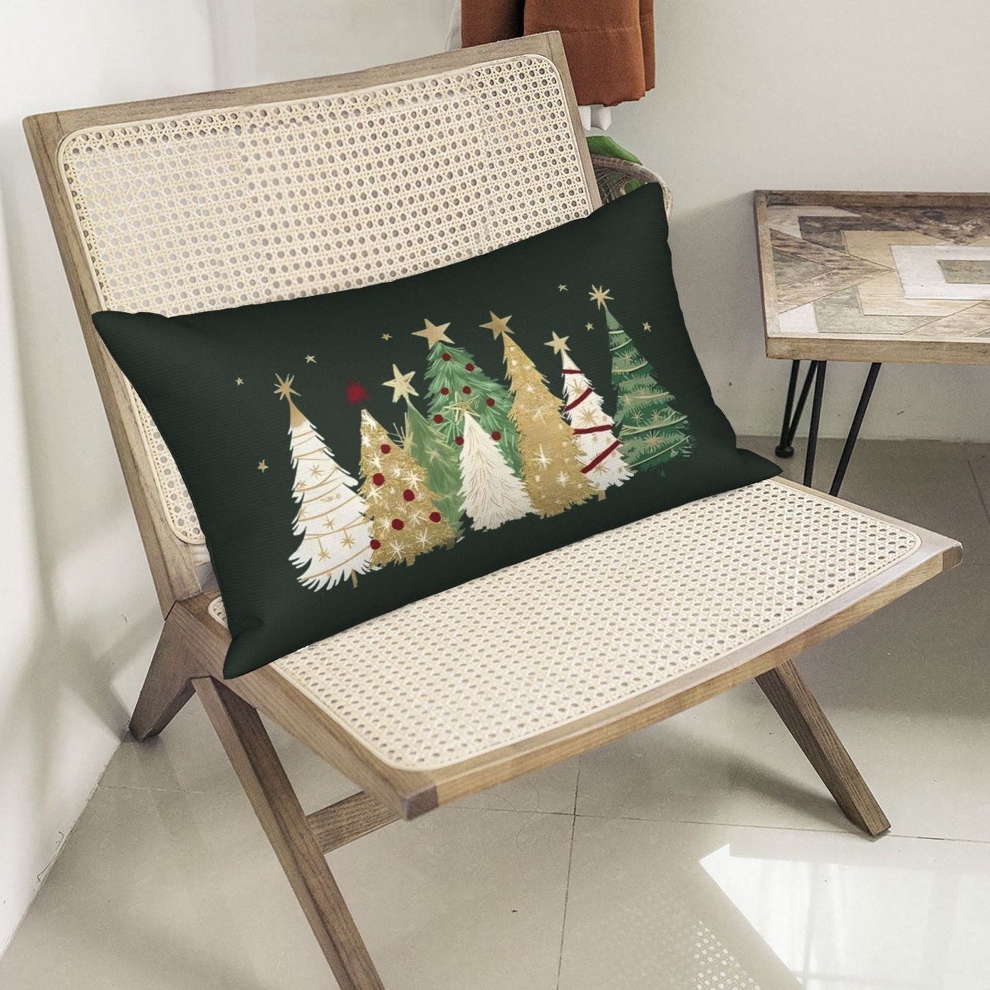 Get 2 Christmas Tree Pillow Covers (1pc), each measuring 50*30cm. These covers are made of green polyester in a contemporary style with a zipper closure. They are machine washable and perfect for decorating your living room or bedroom sofa cushions.