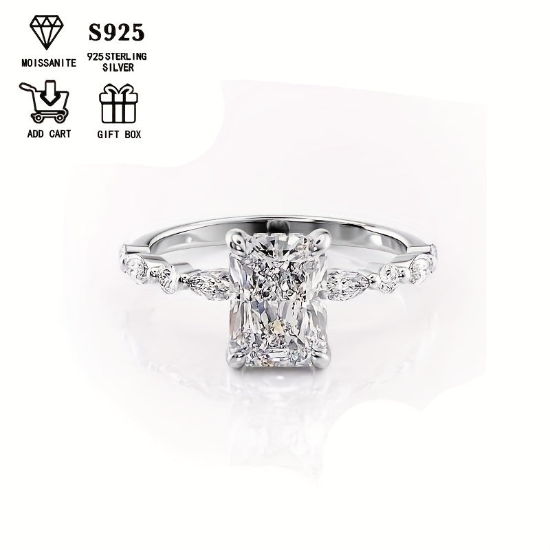 Ajoyib 925 Oltin Qoplangan Moissanite To'y Halqasi, 2 Karatlik Yagona va Qo'shimchalar bilan, Gipoallergenik Sterling Kumushda. Ayollar uchun Mukammal To'y Halqasi, Ideal Yubiley Sovgasi, Sovg'a Qutisida keladi.