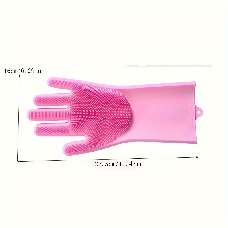 Waterproof, PVC-free Silicone Gloves for Kitchen Use - High Temperature Resistant, Perfect for Dishwashing, Washing Vegetables, and Bathing Pets