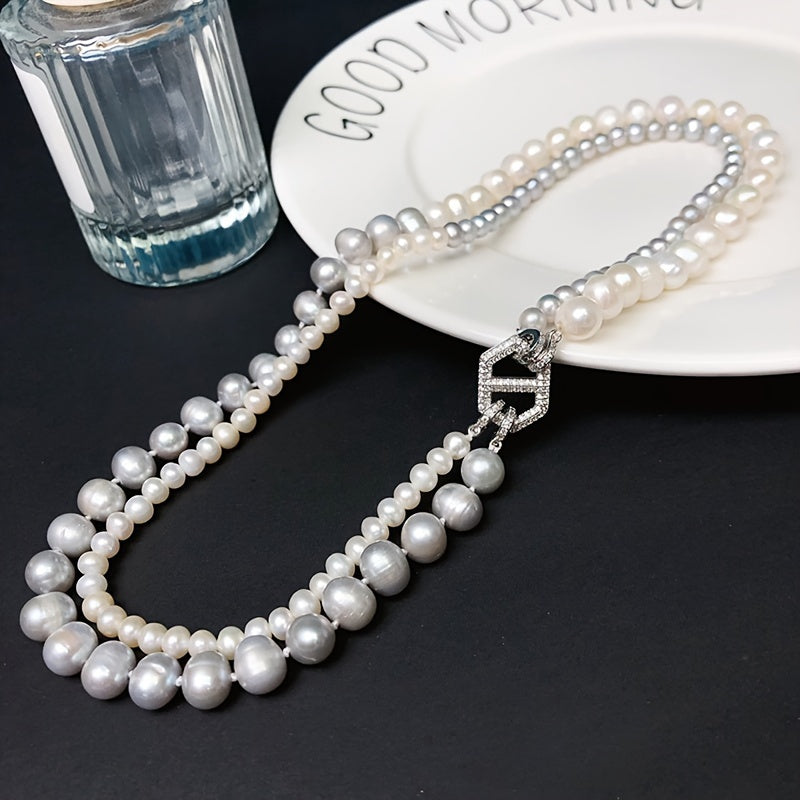 Capture timeless elegance with our luxurious Double Strand Freshwater Pearl Necklace, perfect for both daily wear and special occasions. Packaged in a beautiful gift box, this pure pearl accessory is free of any plating, making it a versatile and stylish