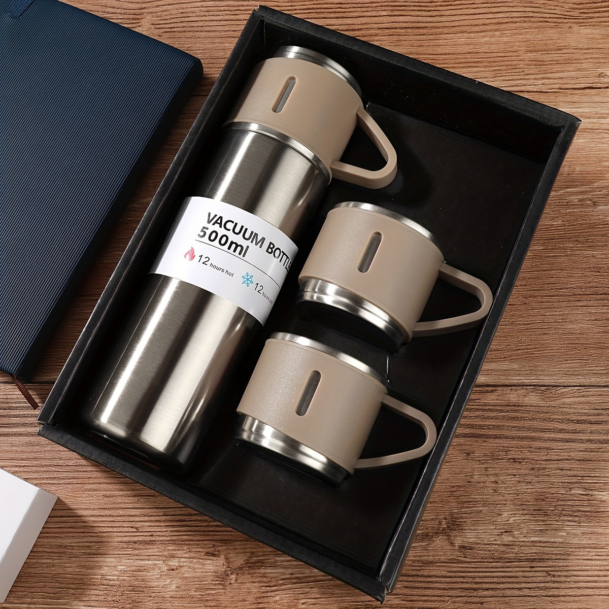 Winter 2024 Thermal Mug set, 500ml, Stainless Steel Insulated Bottle with Cup for Hot and Cold Drinks, ideal for couples and as a gift for parents and grandparents.