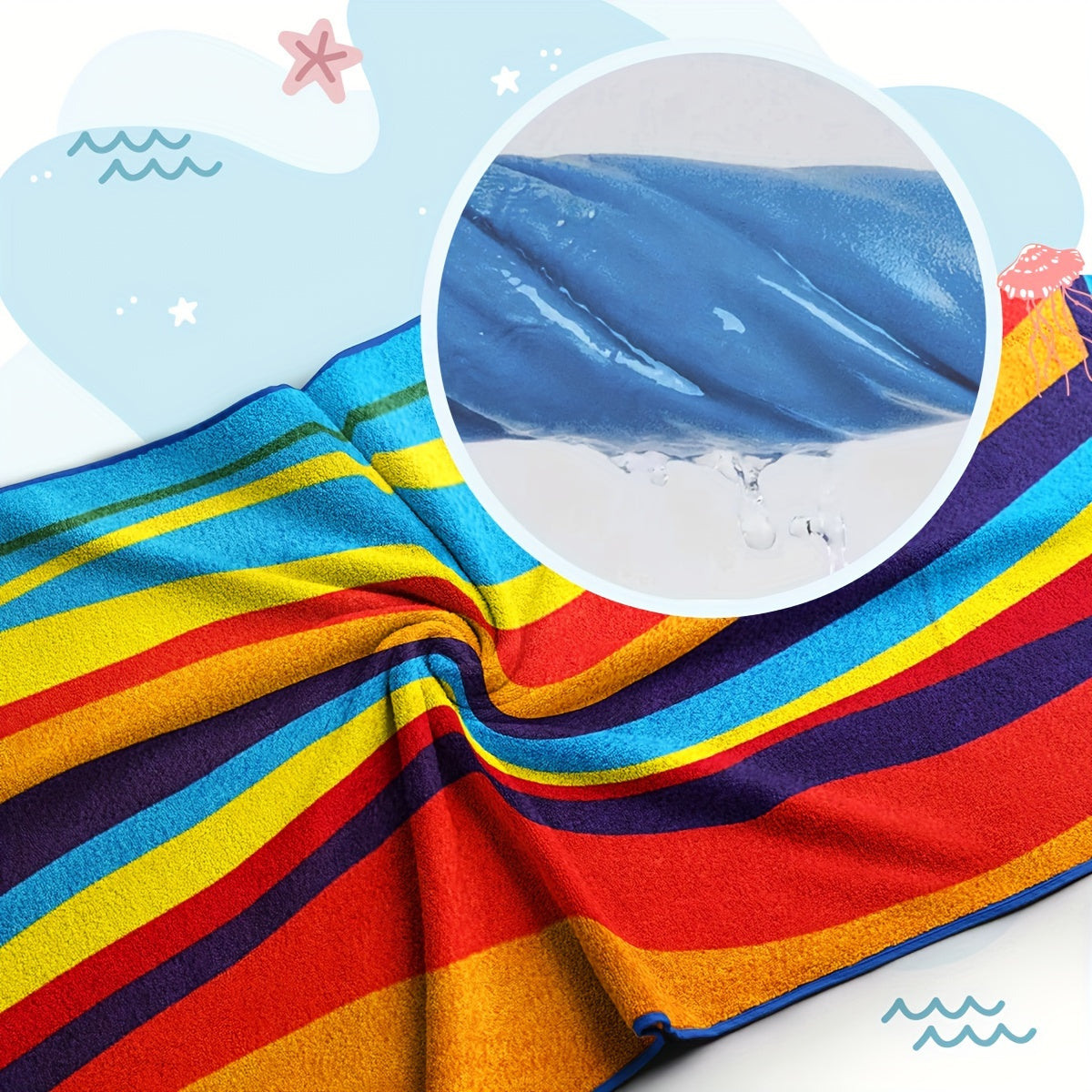 XL Striped Beach Towel - Soft Microfiber, Quick-Dry, Sand-Free - Ideal for Travel, Yoga, Camping, Swimming - Machine Washable