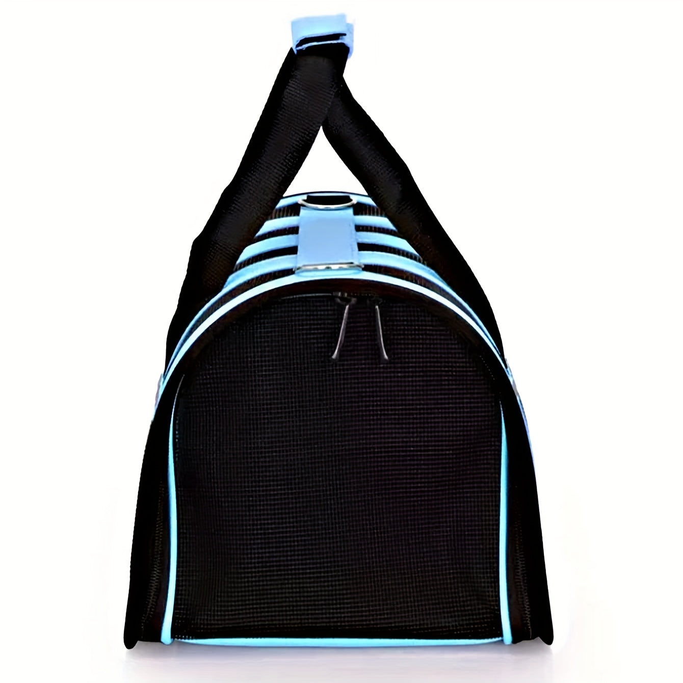 Portable pet carrier bag with locking safety zippers, airline approved.