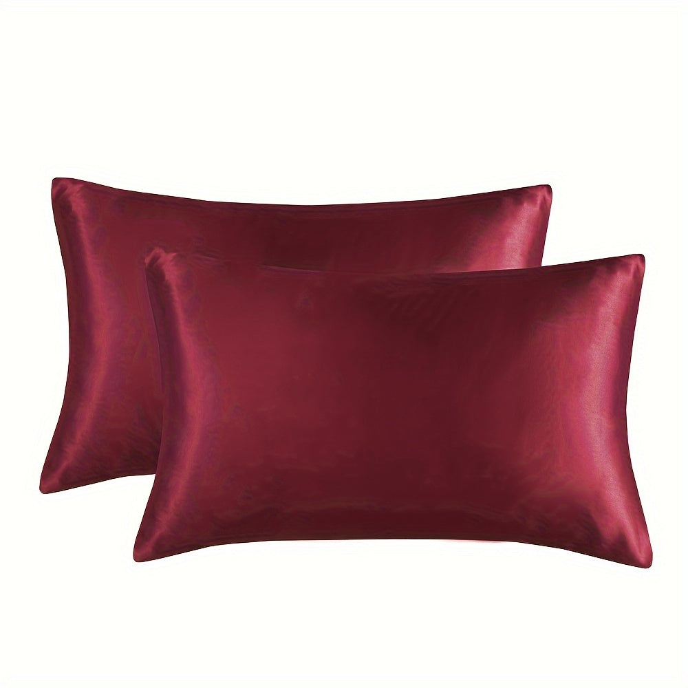 Two satin solid color fitted sheets (without pillow core) and an envelope pillowcase made of soft, breathable, and skin-friendly fabric.